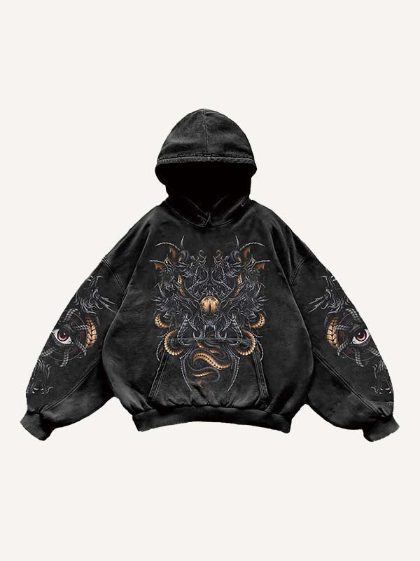 Eye&Animal Print Slant Pockets Hoodie