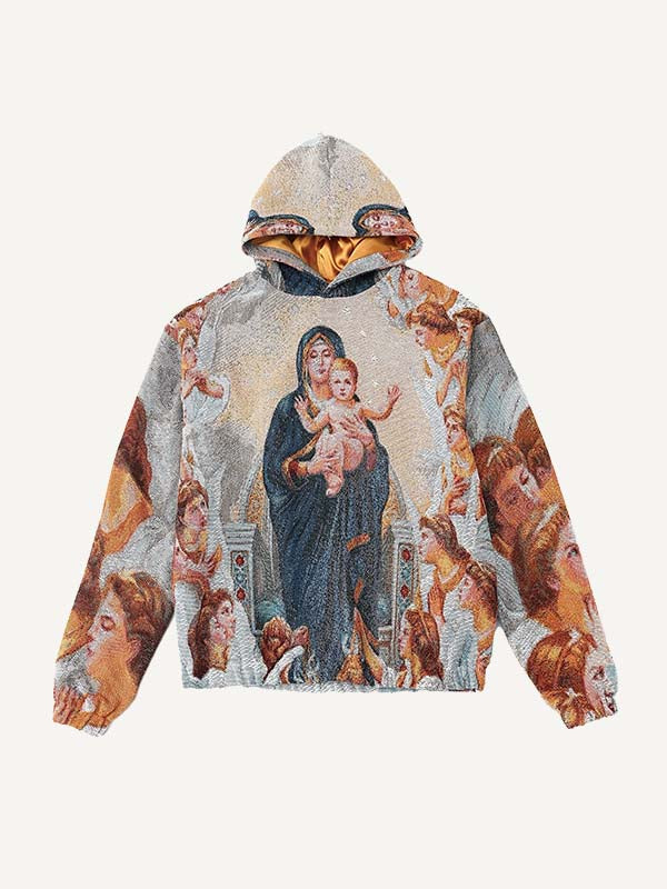 Figure&Graphic Print Slant Pockets Hoodie