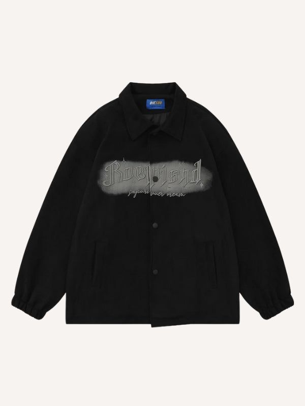Letter Embroidery Lapel Jacket