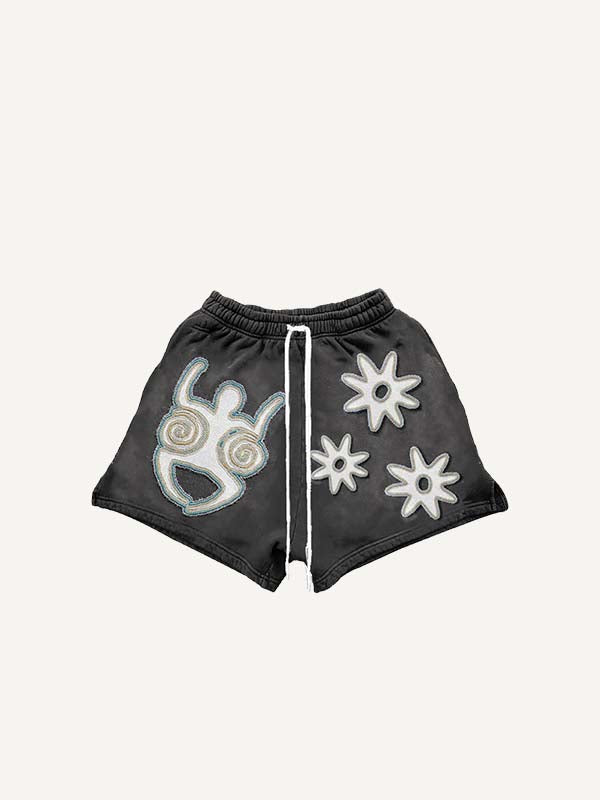 Figure&Graphic Faux Decal Print Drawstring Waist Shorts