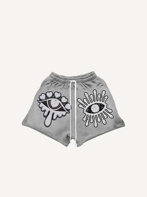 Eye&Heart Print Drawstring Waist Shorts