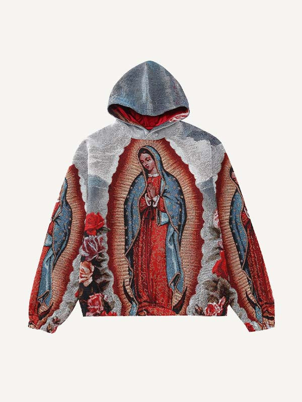 Mary&Pray&Floral Print Slant Pockets Hoodie