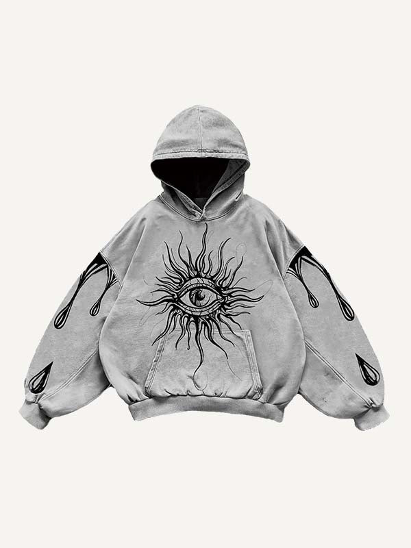 Eye&Graphic Print Slant Pockets Hoodie