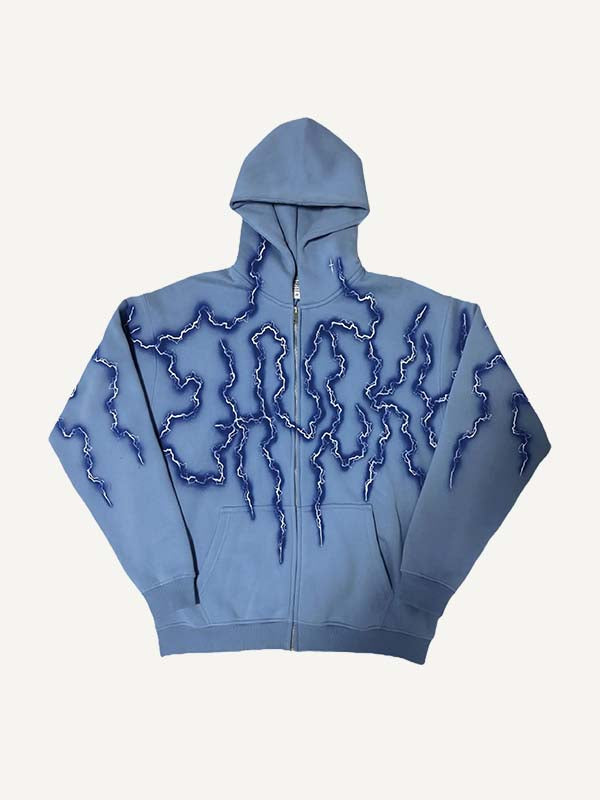 Horror Print Zip Up Hooded Coat