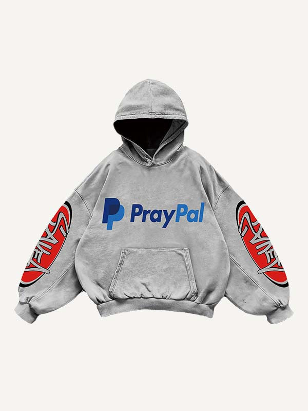 Funny Faith Print Slant Pockets Hoodie