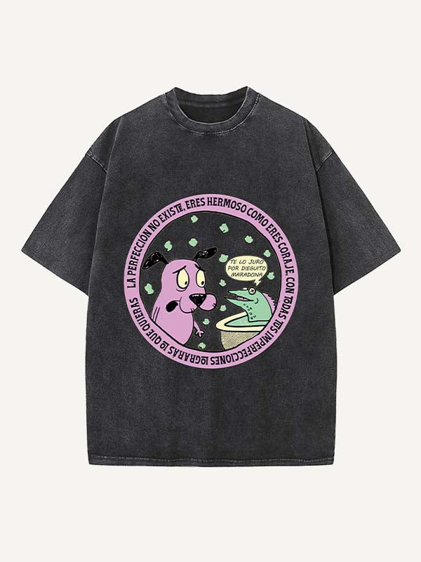 Distressed Washed Graphic&Animal&Letter Print Round Neck T-shirt