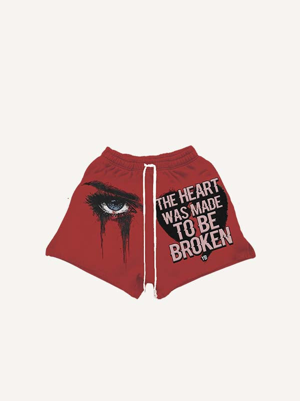 Eye&Graphic Print Drawstring Waist Shorts