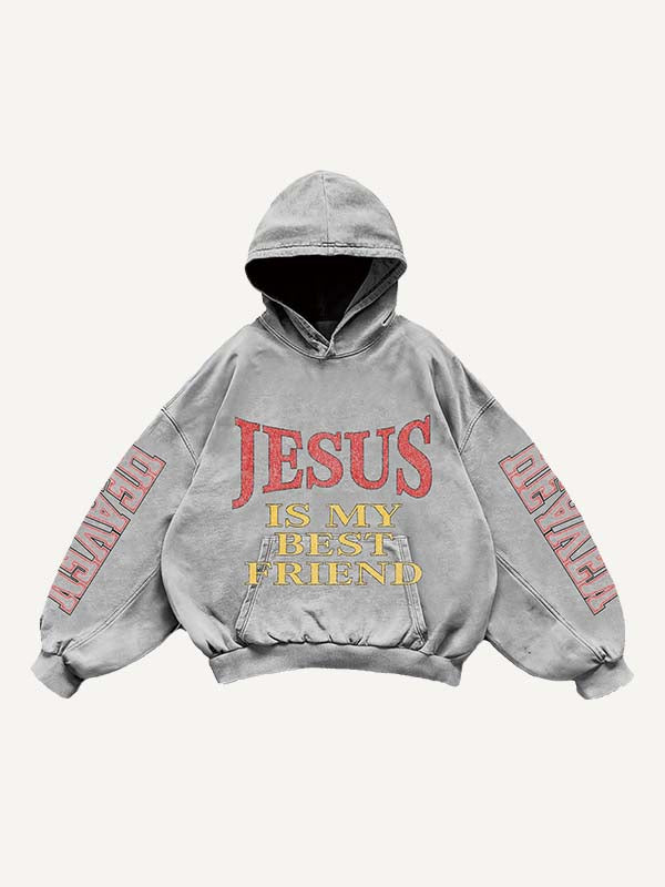 Funny Faith Print Slant Pockets Hoodie
