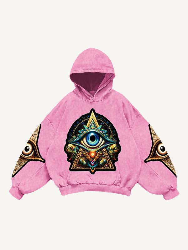 Eye&Graphic Print Slant Pockets Hoodie