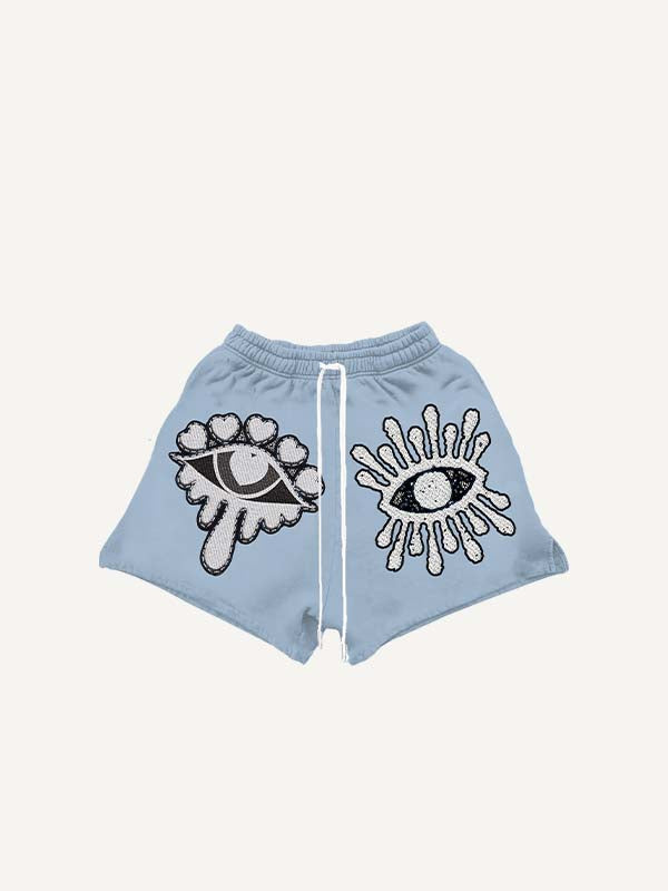 Eye&Heart Print Drawstring Waist Shorts