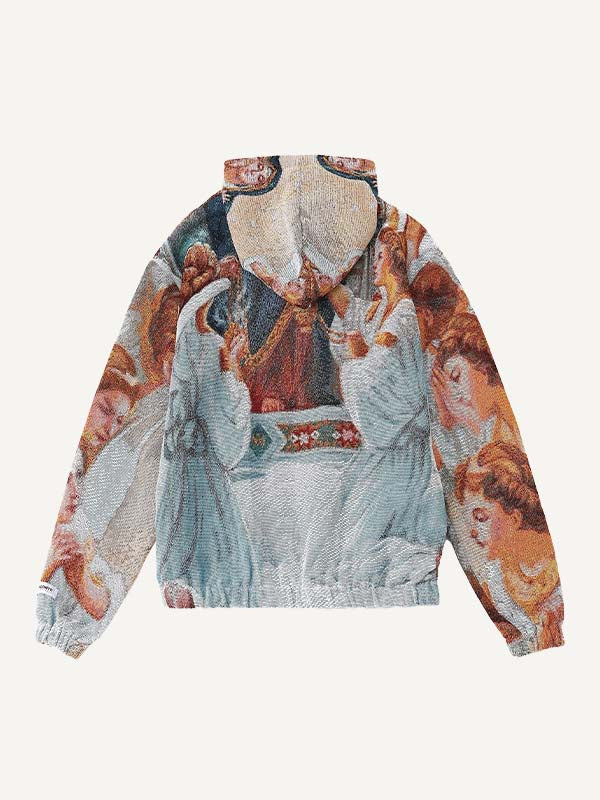 Figure&Graphic Print Slant Pockets Hoodie