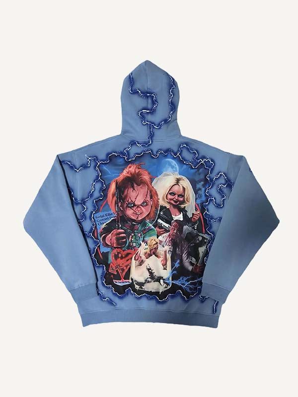 Horror Print Zip Up Hooded Coat