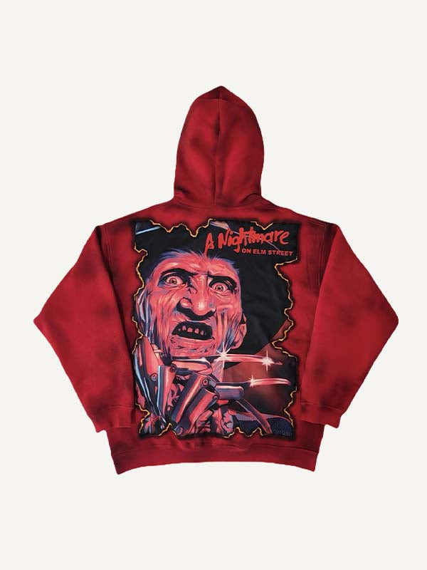 Horror Print Slant Pockets Hoodie