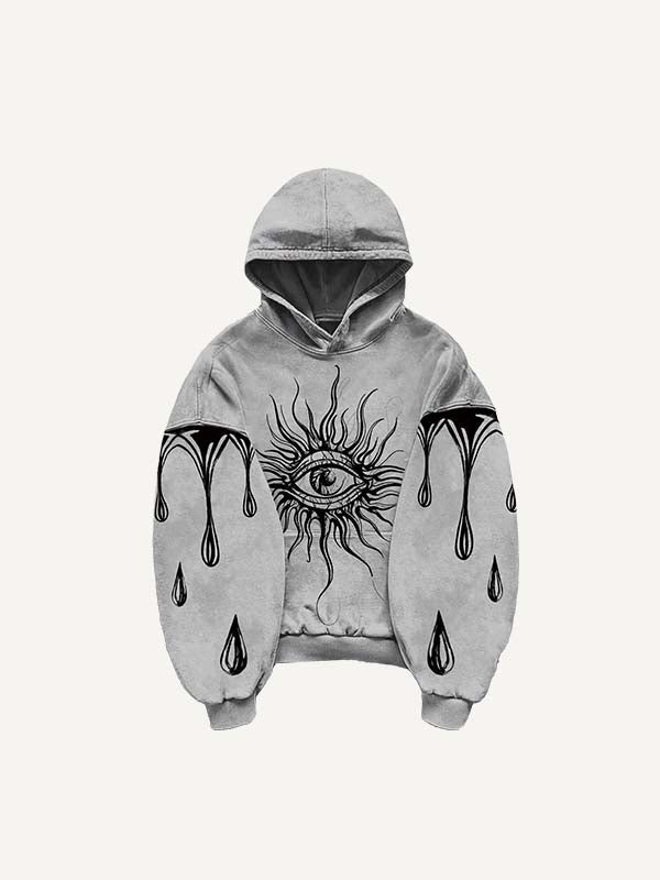 Eye&Graphic Print Slant Pockets Hoodie