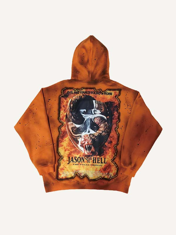 Horror Print Slant Pockets Hoodie