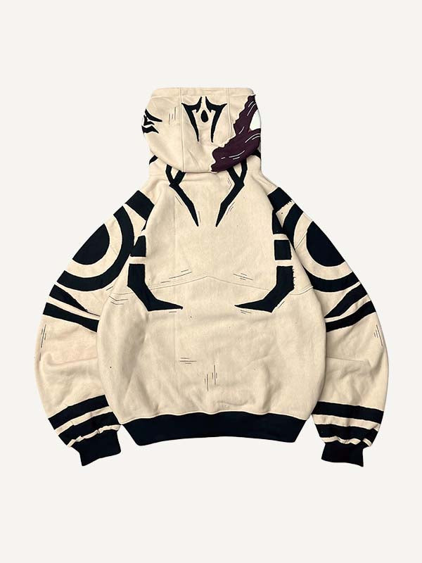 Eye&Tongue&Graphic Faux Decal Print Slant Pockets Hoodie