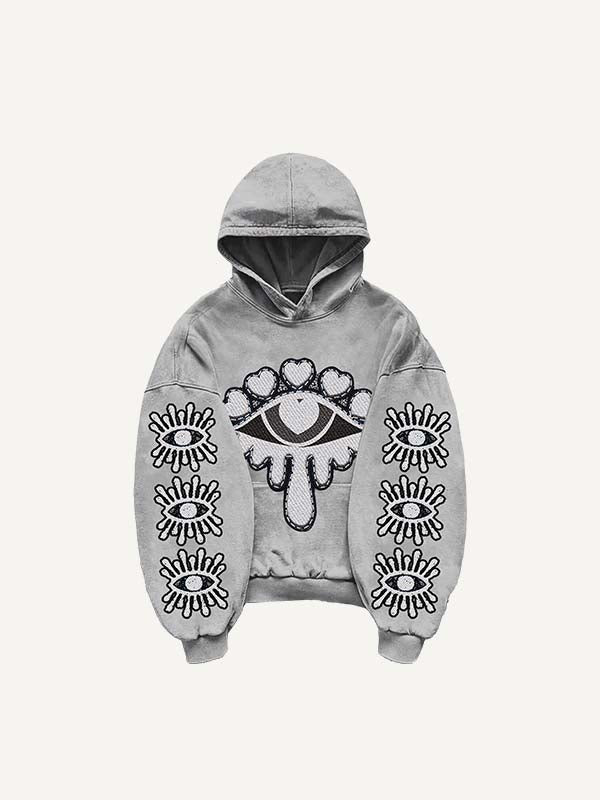 Eye&Heart Print Slant Pockets Hoodie