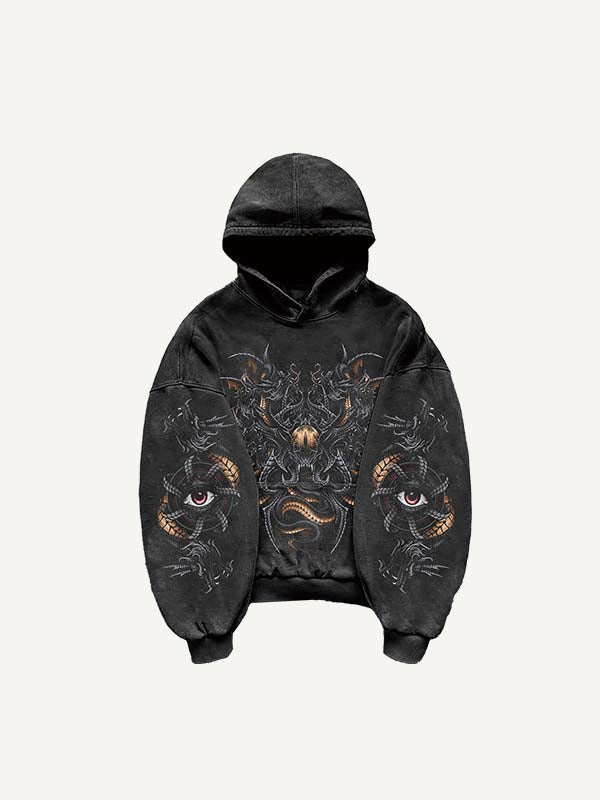 Eye&Animal Print Slant Pockets Hoodie