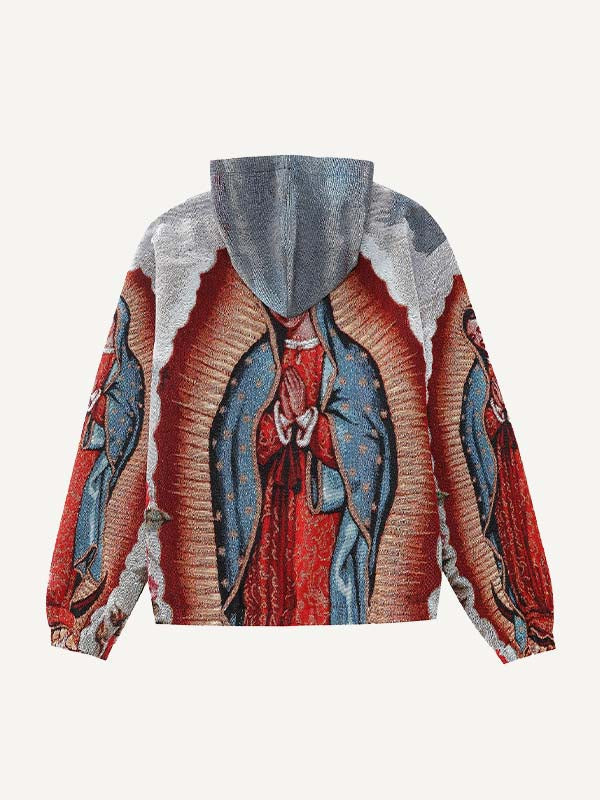 Mary&Pray&Floral Print Slant Pockets Hoodie