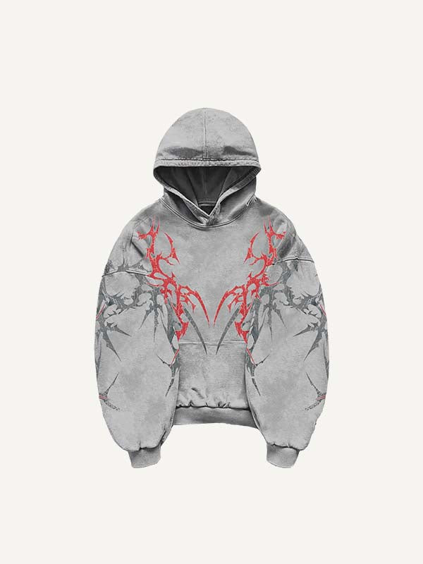 Cross&Skeleton&Graphic Print Slant Pockets Hoodie