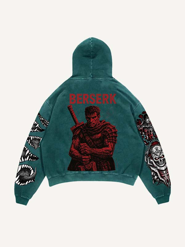Figure&Graphic Print Slant Pockets Hoodie