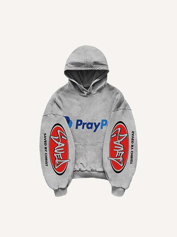 Funny Faith Print Slant Pockets Hoodie