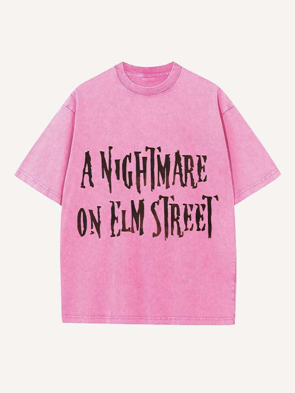 Distressed Washed Horror Print Round Neck T-shirt