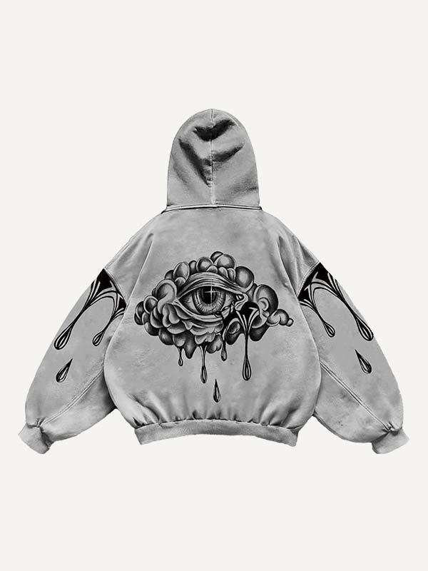 Eye&Graphic Print Slant Pockets Hoodie