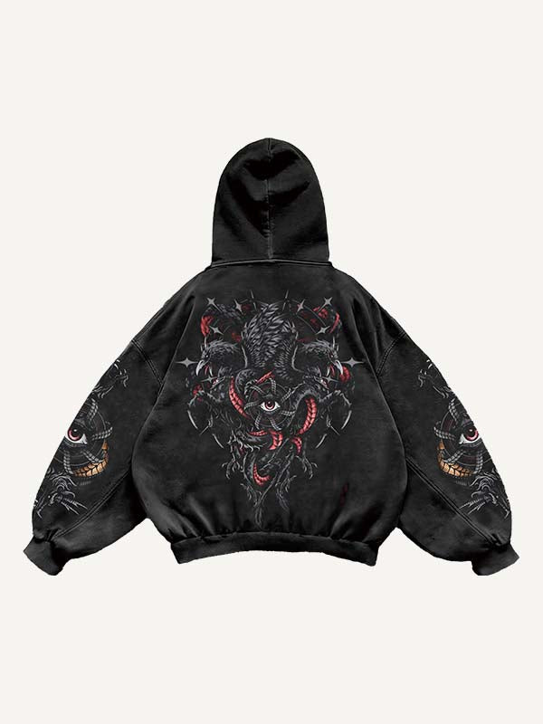 Eye&Animal Print Slant Pockets Hoodie