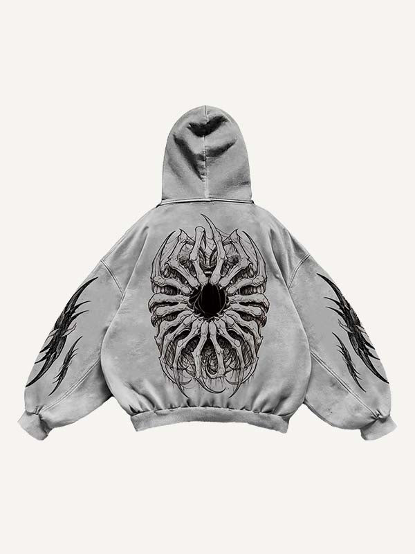 Figure&Graphic Print Slant Pockets Hoodie
