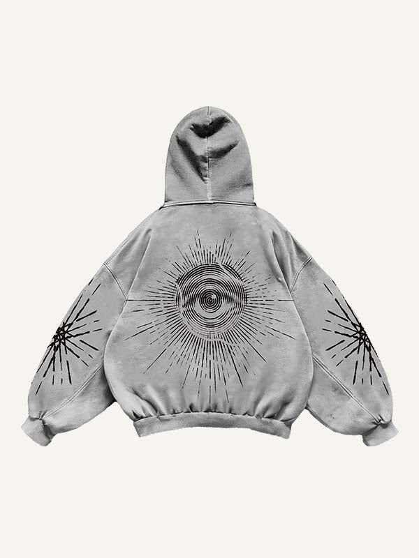 Eye&Tears&Graphic Print Slant Pockets Hoodie