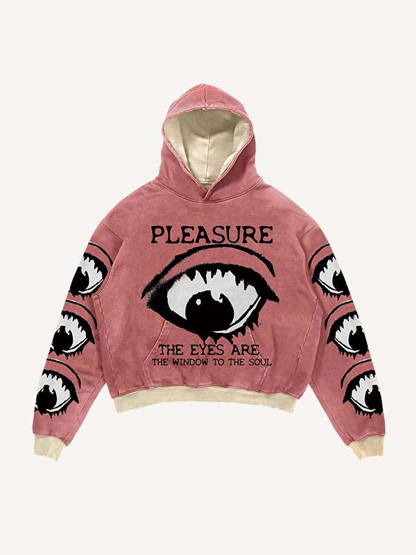 Eye&Letter Print Slant Pockets Hoodie