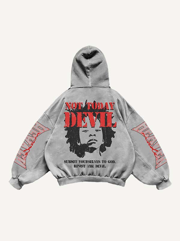 Funny Faith Print Slant Pockets Hoodie