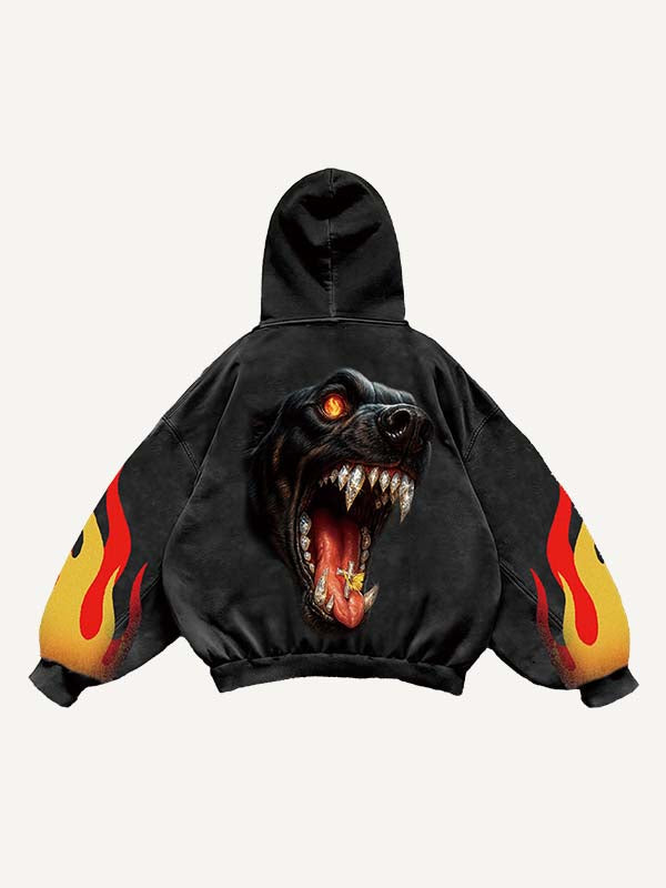 Skeleton&Animal&Gesture&Letter Print Slant Pockets Hoodie