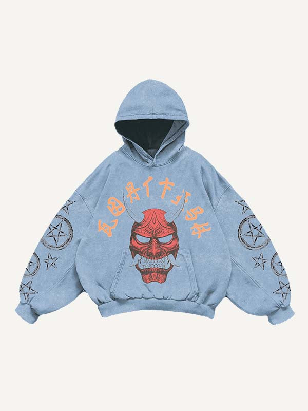 Warrior&Cross&Star Print Slant Pockets Hoodie