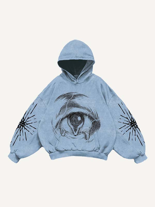Eye&Tears&Graphic Print Slant Pockets Hoodie