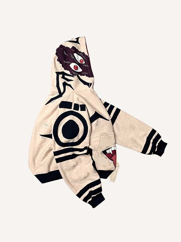 Eye&Tongue&Graphic Faux Decal Print Slant Pockets Hoodie