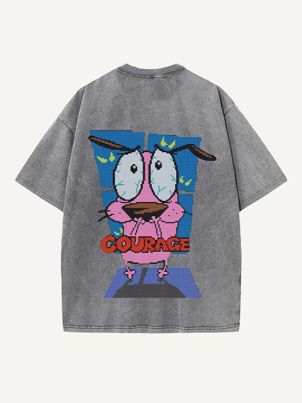 Distressed Washed Figure&Graphic&Animal&Letter Print Round Neck T-shirt