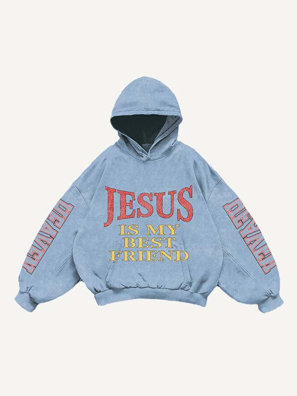 Funny Faith Print Slant Pockets Hoodie