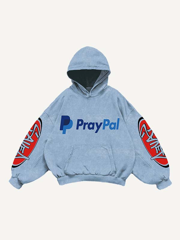 Funny Faith Print Slant Pockets Hoodie