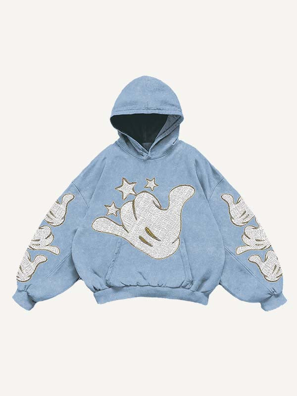 Gesture Print Slant Pockets Hoodie