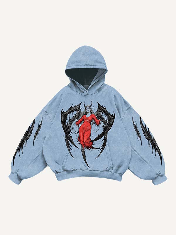 Figure&Graphic Print Slant Pockets Hoodie