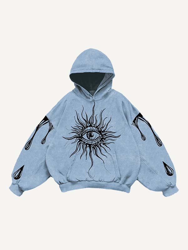 Eye&Graphic Print Slant Pockets Hoodie