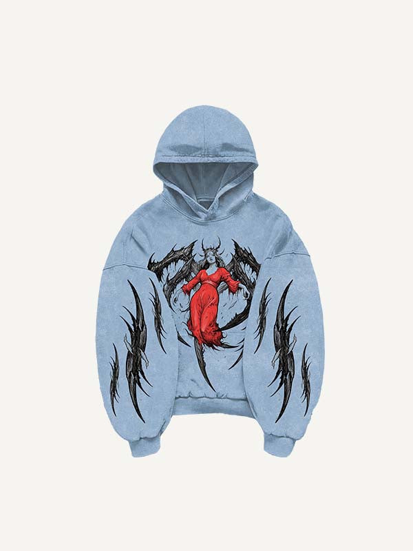 Figure&Graphic Print Slant Pockets Hoodie