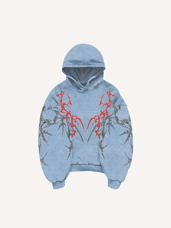 Cross&Skeleton&Graphic Print Slant Pockets Hoodie