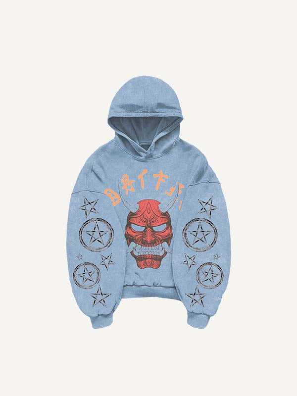 Warrior&Cross&Star Print Slant Pockets Hoodie