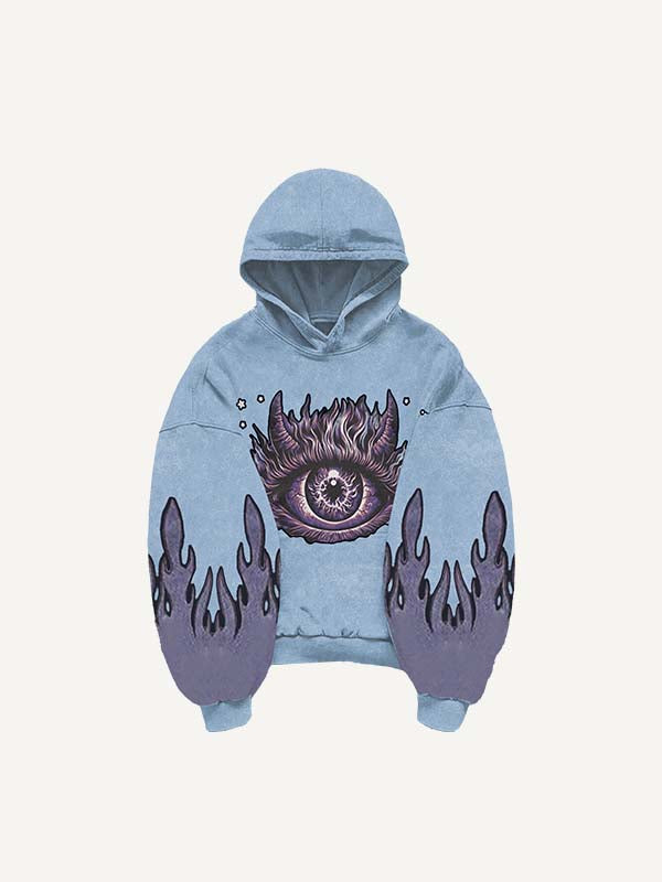 Demon Eye&Eyeball&Graphic Print Slant Pockets Hoodie
