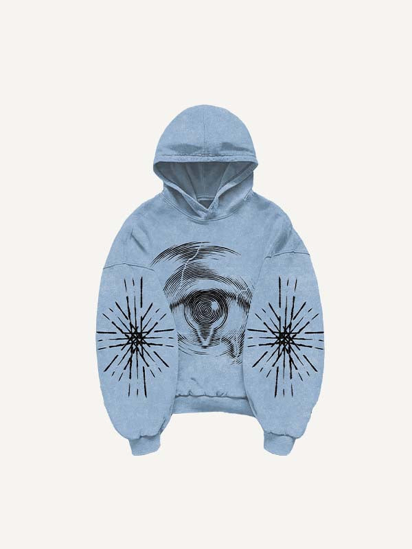 Eye&Tears&Graphic Print Slant Pockets Hoodie