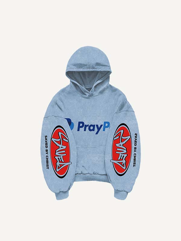 Funny Faith Print Slant Pockets Hoodie