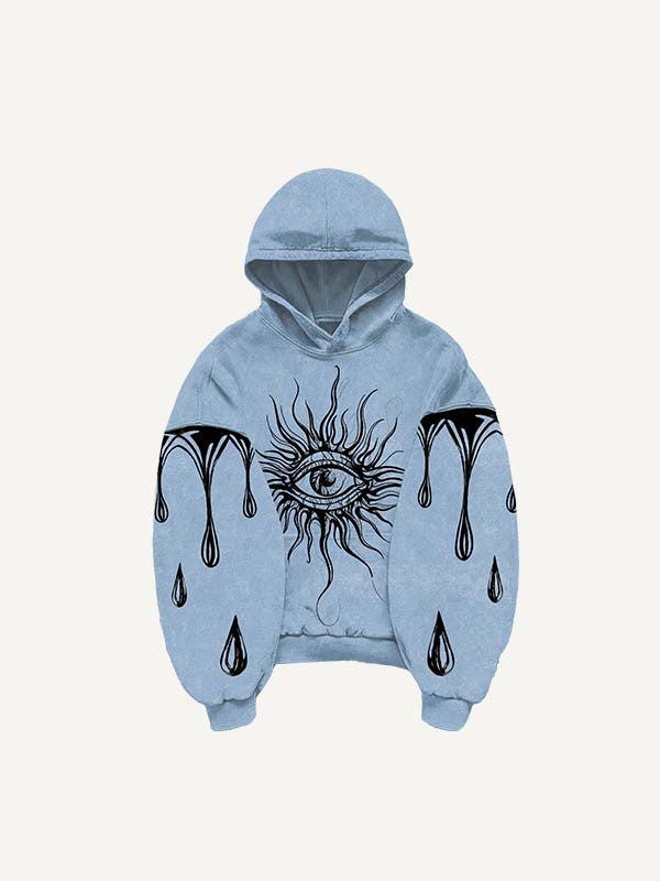 Eye&Graphic Print Slant Pockets Hoodie